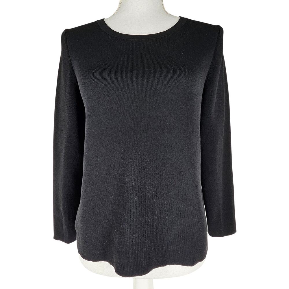 ANN TAYLOR WOMEN'S BLACK 100% WOOL PULL-OVER SWEATER SIZE MEDIUM